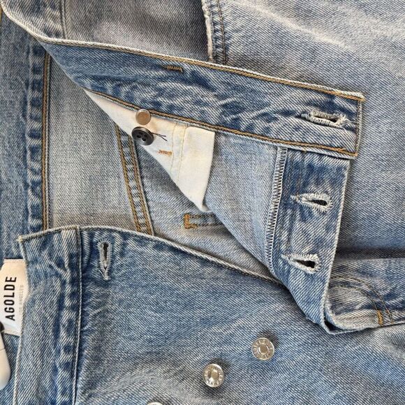 Agolde High Rise Straight Leg Diagonal Button Closure Light Wash Jeans - Women’s - Picture 6 of 8